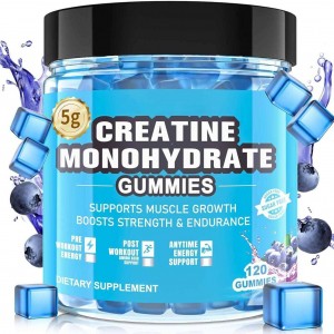 Custom Pre Workout Supplement Muscle Creatine Monohydrate Gummies 5g Energy Boosting Creatine Gummy