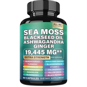 Private Label Sea Moss Black Seed Oil Ashwagandha Ginger Extract Immune Sea Moss Black Seed Oil Ashwagandha Burdock Capsule