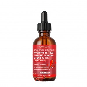 Natural Cayenne Pepper Extract Hawthorn Berry Vitamin D3 K2 Beet Root Turmeric Drops Supplements Cayenne Pepper Drops