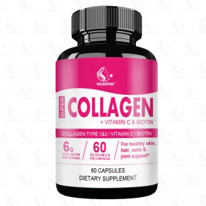 OEM Best Collagen Type 1 & 3 Vitamin C & Biotin for Healthy Skin Hair Nails & Joint Support Beauty Tablet Dosage