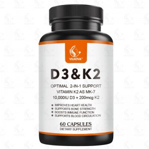 OEM High-Dose Vitamin K2 D3 MK7 Menaquinone Capsules Adult Support for Bone Strength Heart Health Blood Circulation